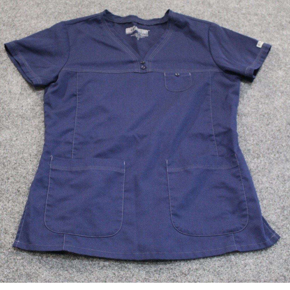 Grey's Anatomy Barco Professional Wear Navy Blue Scrub Top Womens‎